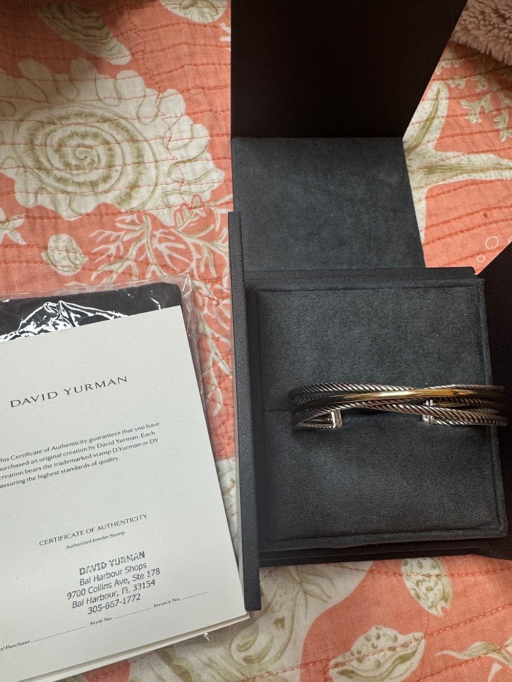 David Yurman Two-Tone Cable Cuff Bracelet in Silver and Yellow Gold